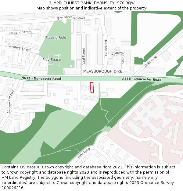 3, APPLEHURST BANK, BARNSLEY, S70 3QW: Location map and indicative extent of plot