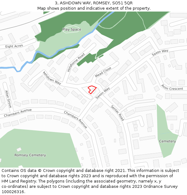 3, ASHDOWN WAY, ROMSEY, SO51 5QR: Location map and indicative extent of plot