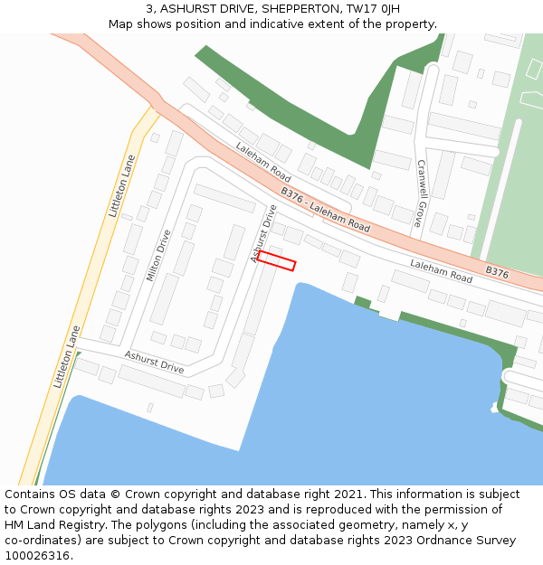 3, ASHURST DRIVE, SHEPPERTON, TW17 0JH: Location map and indicative extent of plot