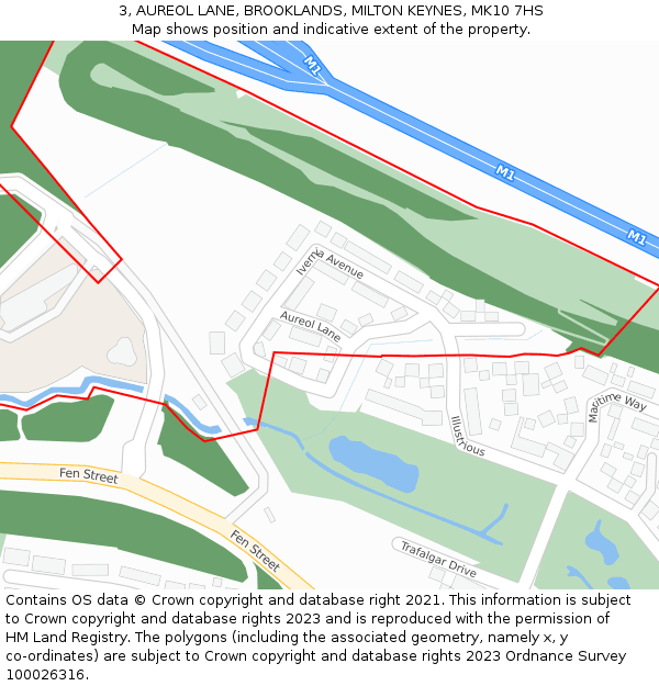 3, AUREOL LANE, BROOKLANDS, MILTON KEYNES, MK10 7HS: Location map and indicative extent of plot