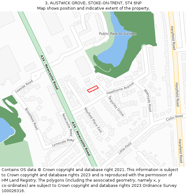 3, AUSTWICK GROVE, STOKE-ON-TRENT, ST4 6NP: Location map and indicative extent of plot