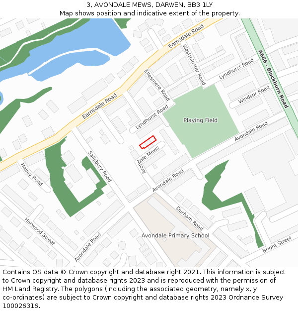 3, AVONDALE MEWS, DARWEN, BB3 1LY: Location map and indicative extent of plot