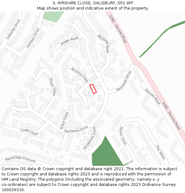 3, AYRSHIRE CLOSE, SALISBURY, SP2 9PF: Location map and indicative extent of plot