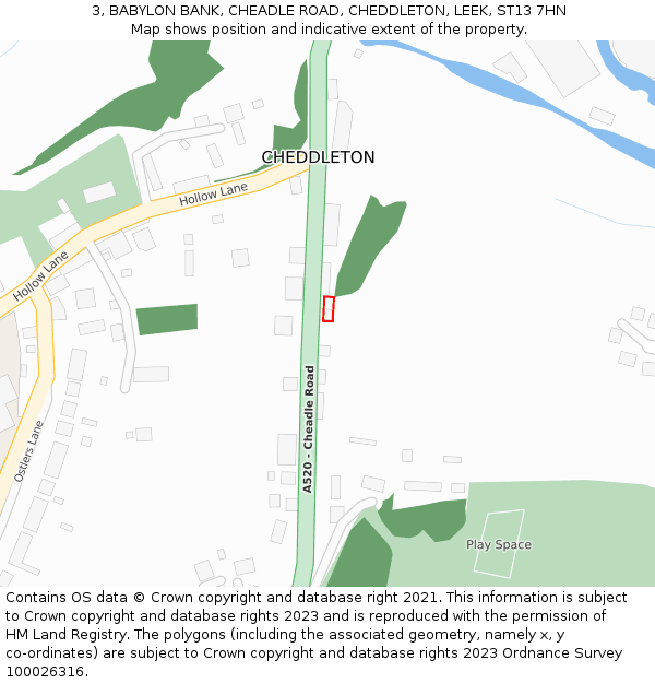 3, BABYLON BANK, CHEADLE ROAD, CHEDDLETON, LEEK, ST13 7HN: Location map and indicative extent of plot