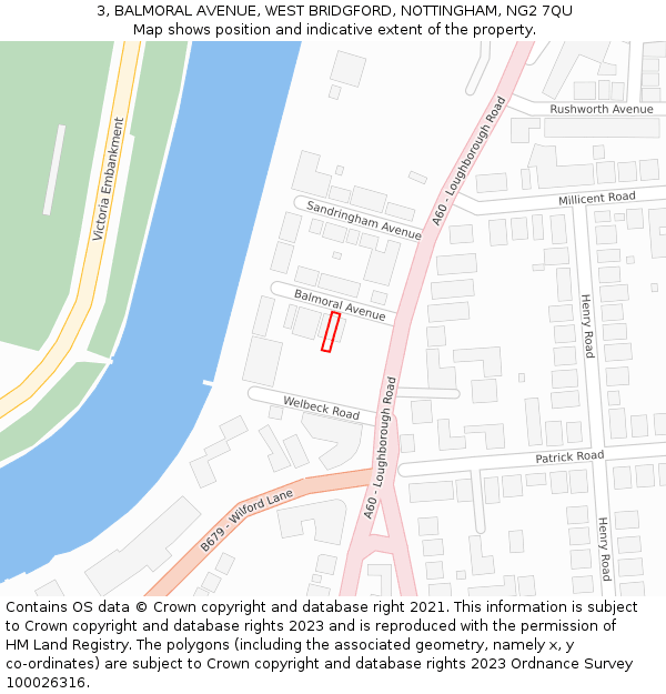 3, BALMORAL AVENUE, WEST BRIDGFORD, NOTTINGHAM, NG2 7QU: Location map and indicative extent of plot