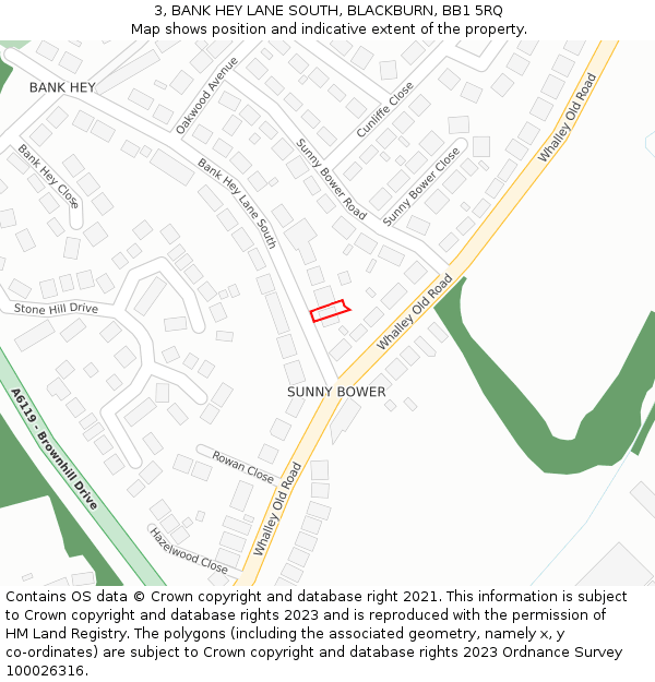 3, BANK HEY LANE SOUTH, BLACKBURN, BB1 5RQ: Location map and indicative extent of plot