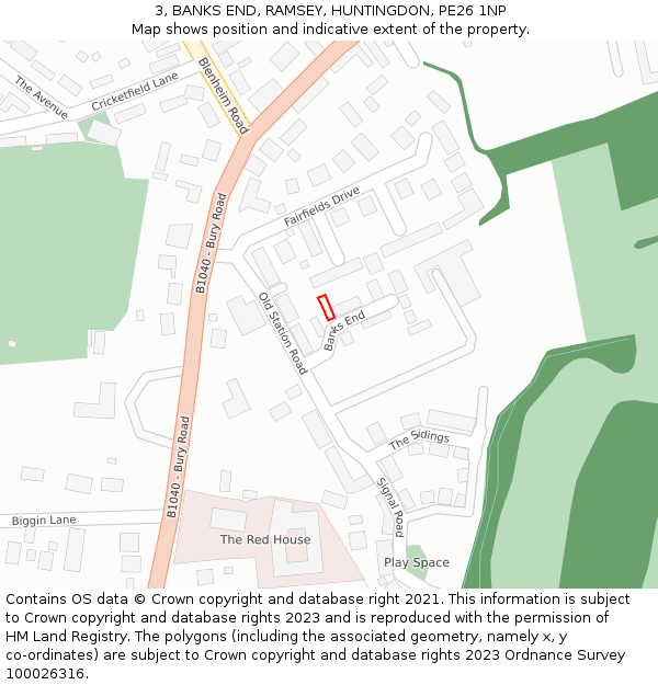 3, BANKS END, RAMSEY, HUNTINGDON, PE26 1NP: Location map and indicative extent of plot