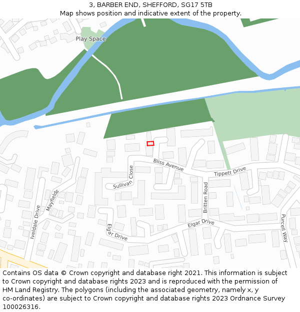 3, BARBER END, SHEFFORD, SG17 5TB: Location map and indicative extent of plot