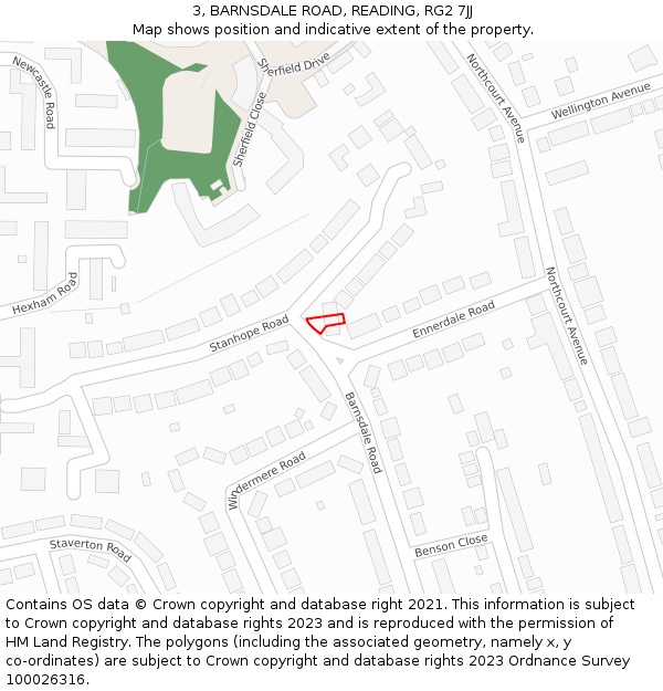 3, BARNSDALE ROAD, READING, RG2 7JJ: Location map and indicative extent of plot