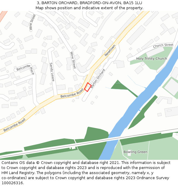 3, BARTON ORCHARD, BRADFORD-ON-AVON, BA15 1LU: Location map and indicative extent of plot