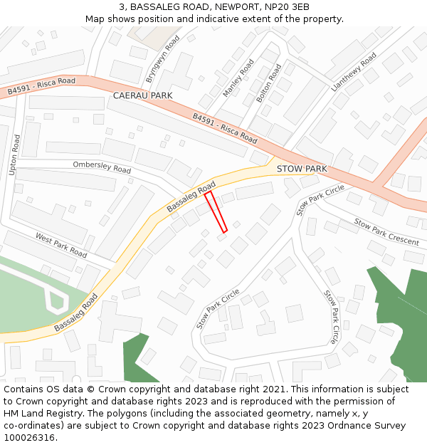 3, BASSALEG ROAD, NEWPORT, NP20 3EB: Location map and indicative extent of plot
