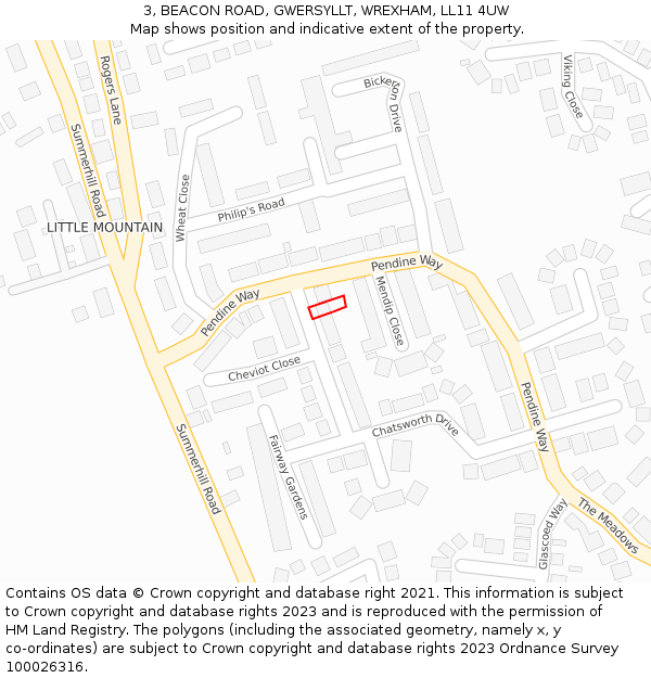 3, BEACON ROAD, GWERSYLLT, WREXHAM, LL11 4UW: Location map and indicative extent of plot