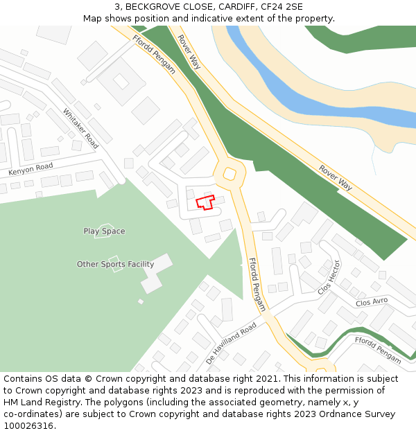 3, BECKGROVE CLOSE, CARDIFF, CF24 2SE: Location map and indicative extent of plot
