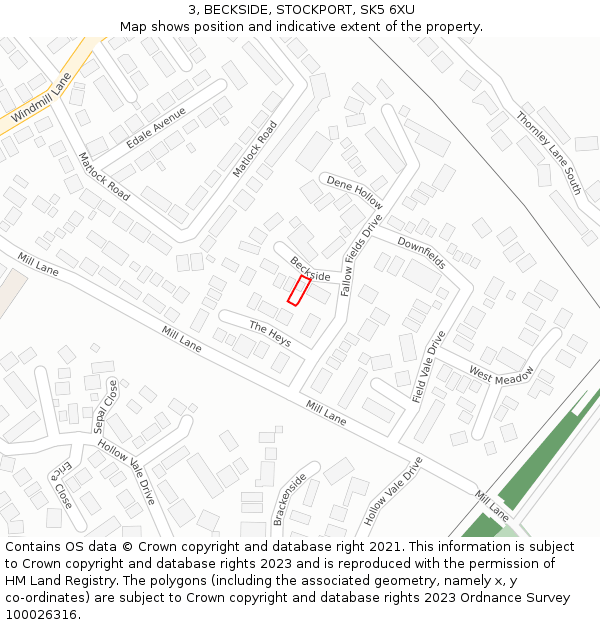 3, BECKSIDE, STOCKPORT, SK5 6XU: Location map and indicative extent of plot