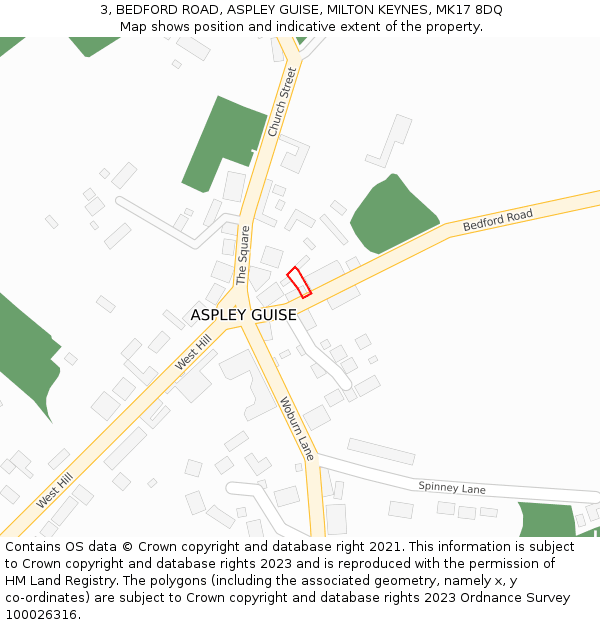 3, BEDFORD ROAD, ASPLEY GUISE, MILTON KEYNES, MK17 8DQ: Location map and indicative extent of plot