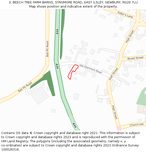 3, BEECH TREE FARM BARNS, STANMORE ROAD, EAST ILSLEY, NEWBURY, RG20 7LU: Location map and indicative extent of plot