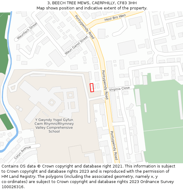 3, BEECH TREE MEWS, CAERPHILLY, CF83 3HH: Location map and indicative extent of plot