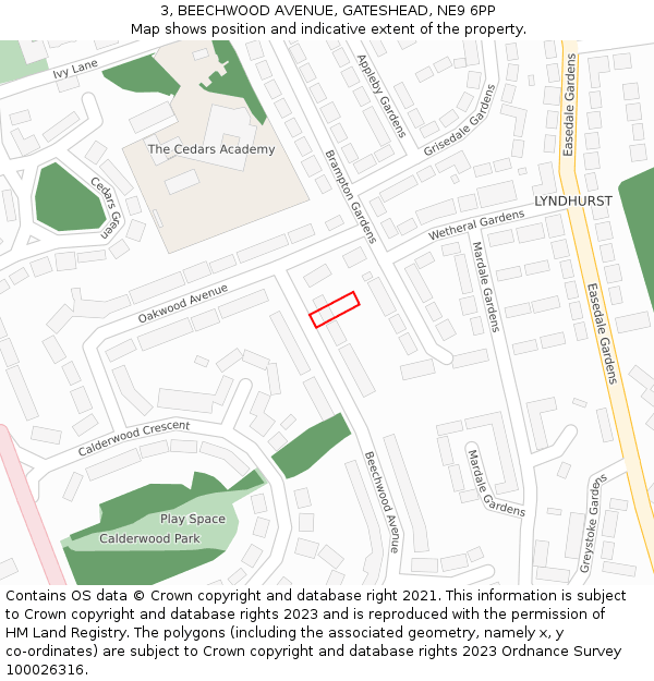 3, BEECHWOOD AVENUE, GATESHEAD, NE9 6PP: Location map and indicative extent of plot