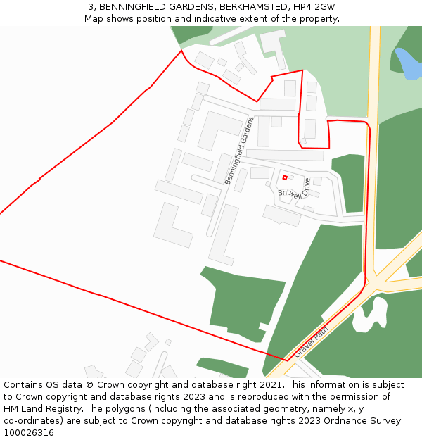 3, BENNINGFIELD GARDENS, BERKHAMSTED, HP4 2GW: Location map and indicative extent of plot