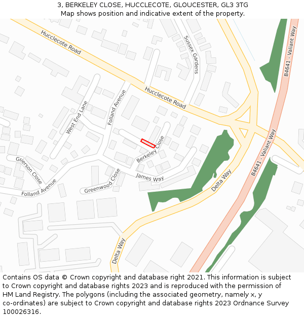 3, BERKELEY CLOSE, HUCCLECOTE, GLOUCESTER, GL3 3TG: Location map and indicative extent of plot