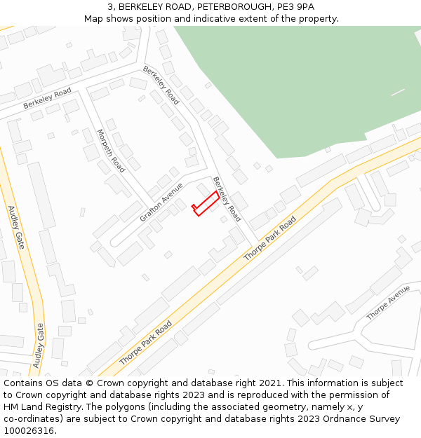 3, BERKELEY ROAD, PETERBOROUGH, PE3 9PA: Location map and indicative extent of plot
