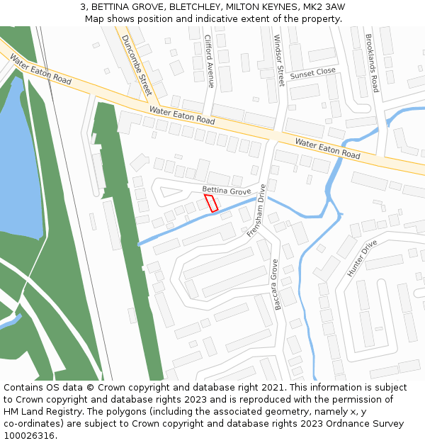 3, BETTINA GROVE, BLETCHLEY, MILTON KEYNES, MK2 3AW: Location map and indicative extent of plot