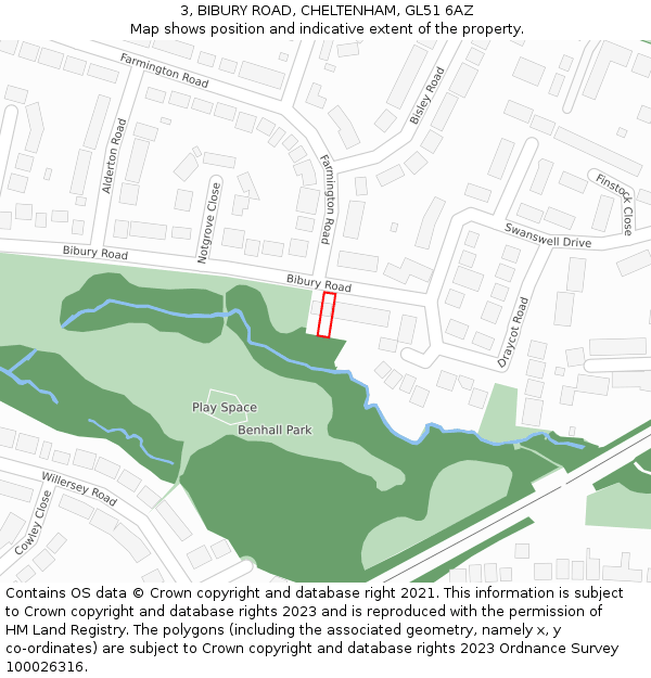 3, BIBURY ROAD, CHELTENHAM, GL51 6AZ: Location map and indicative extent of plot