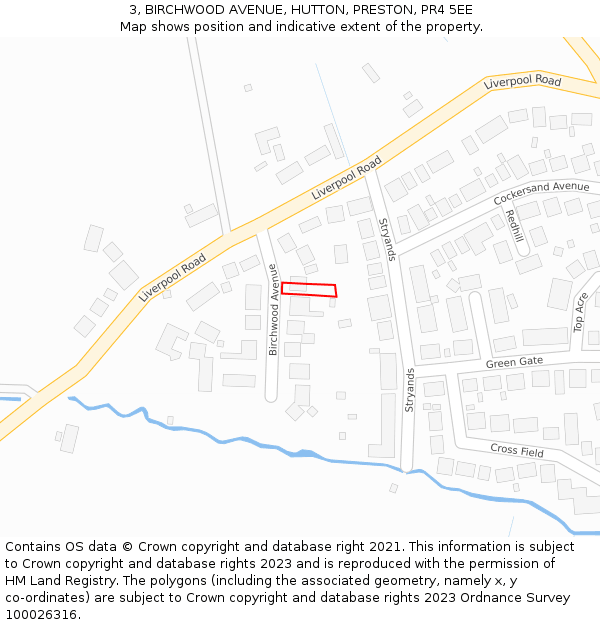 3, BIRCHWOOD AVENUE, HUTTON, PRESTON, PR4 5EE: Location map and indicative extent of plot