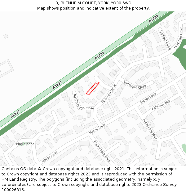 3, BLENHEIM COURT, YORK, YO30 5WD: Location map and indicative extent of plot