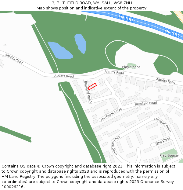 3, BLITHFIELD ROAD, WALSALL, WS8 7NH: Location map and indicative extent of plot