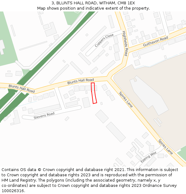 3, BLUNTS HALL ROAD, WITHAM, CM8 1EX: Location map and indicative extent of plot