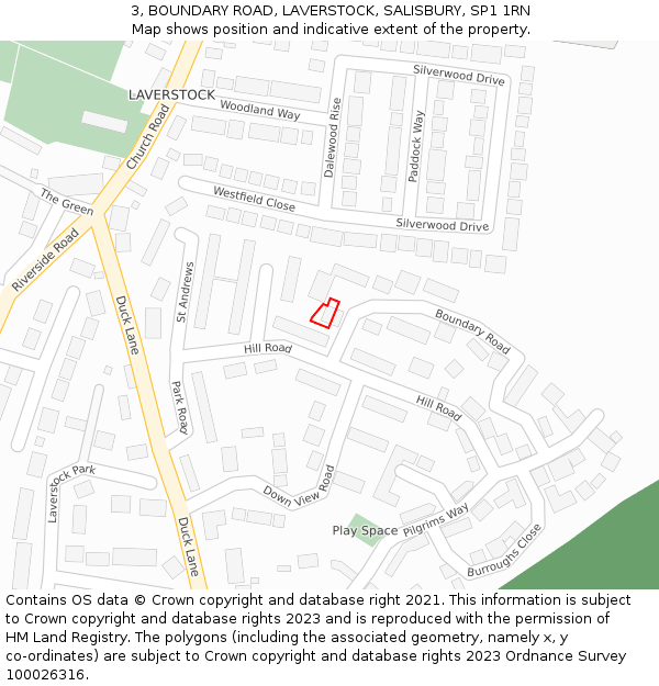 3, BOUNDARY ROAD, LAVERSTOCK, SALISBURY, SP1 1RN: Location map and indicative extent of plot