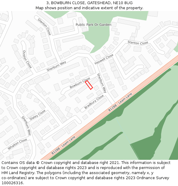 3, BOWBURN CLOSE, GATESHEAD, NE10 8UG: Location map and indicative extent of plot