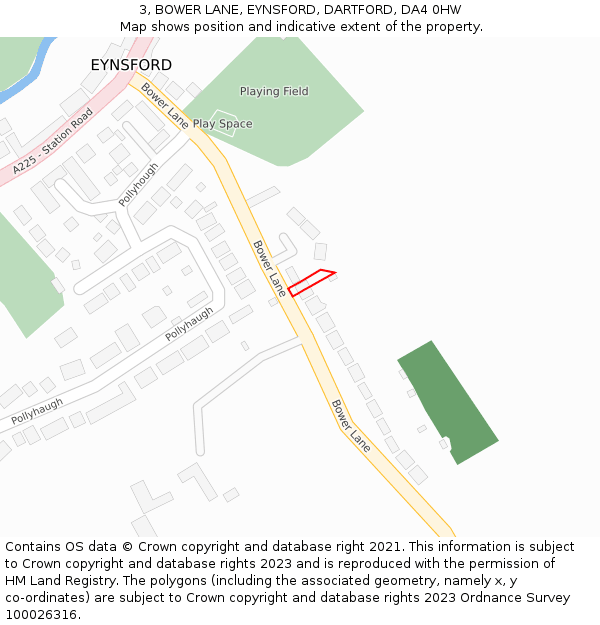 3, BOWER LANE, EYNSFORD, DARTFORD, DA4 0HW: Location map and indicative extent of plot