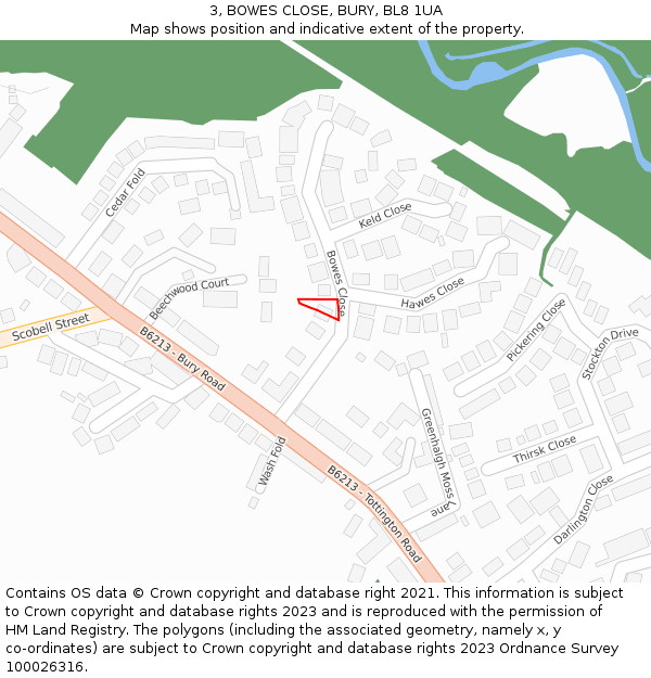 3, BOWES CLOSE, BURY, BL8 1UA: Location map and indicative extent of plot