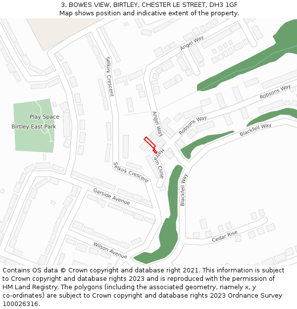 3, BOWES VIEW, BIRTLEY, CHESTER LE STREET, DH3 1GF: Location map and indicative extent of plot