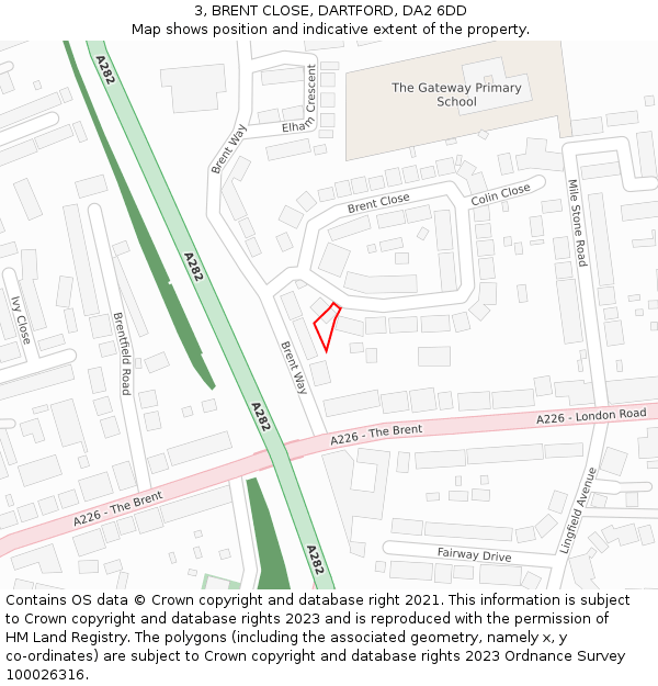 3, BRENT CLOSE, DARTFORD, DA2 6DD: Location map and indicative extent of plot
