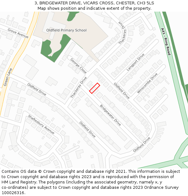3, BRIDGEWATER DRIVE, VICARS CROSS, CHESTER, CH3 5LS: Location map and indicative extent of plot