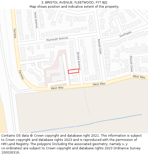 3, BRISTOL AVENUE, FLEETWOOD, FY7 8JQ: Location map and indicative extent of plot