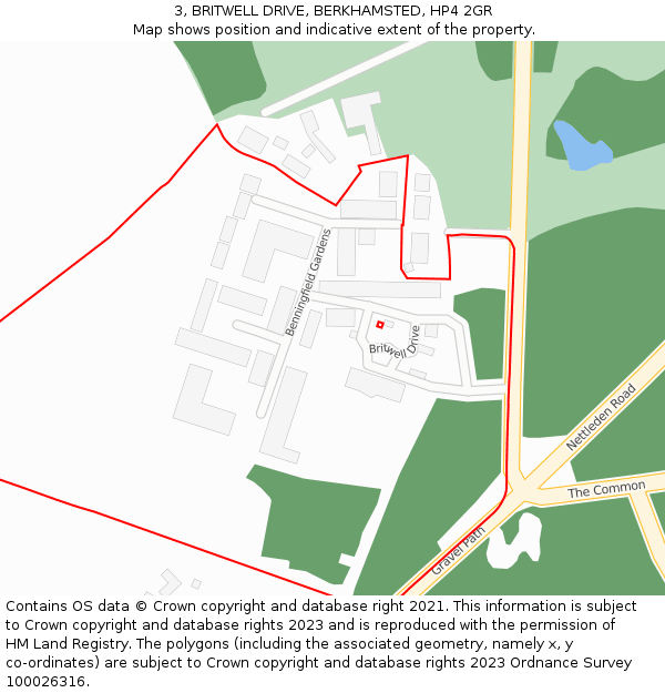 3, BRITWELL DRIVE, BERKHAMSTED, HP4 2GR: Location map and indicative extent of plot