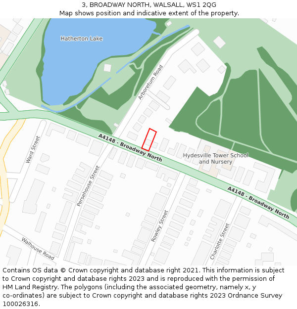 3, BROADWAY NORTH, WALSALL, WS1 2QG: Location map and indicative extent of plot