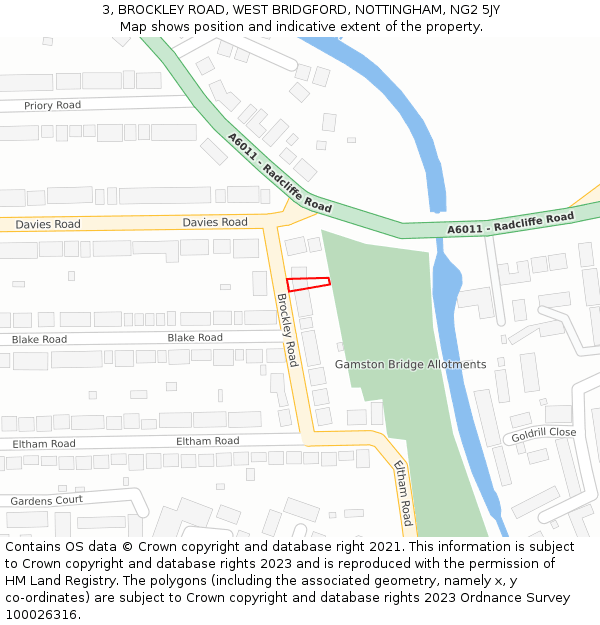 3, BROCKLEY ROAD, WEST BRIDGFORD, NOTTINGHAM, NG2 5JY: Location map and indicative extent of plot