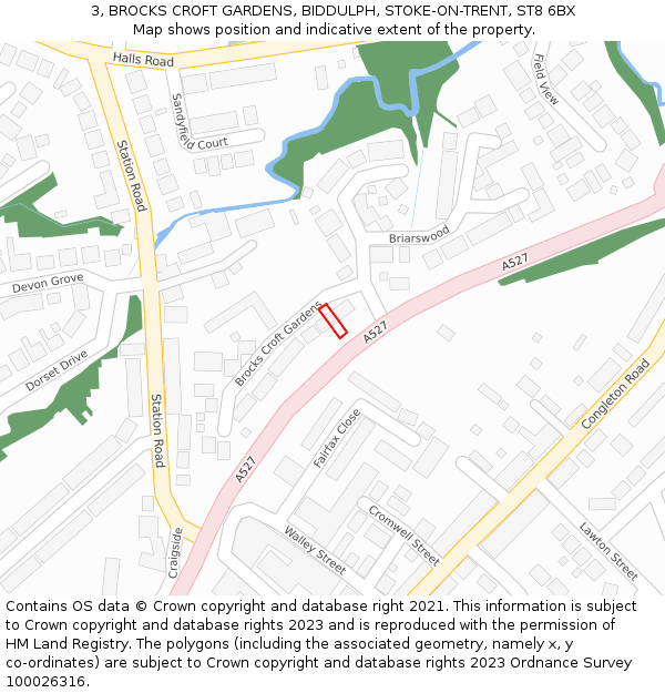 3, BROCKS CROFT GARDENS, BIDDULPH, STOKE-ON-TRENT, ST8 6BX: Location map and indicative extent of plot