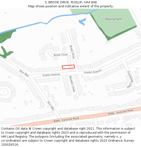 3, BROOK DRIVE, RUISLIP, HA4 8AE: Location map and indicative extent of plot