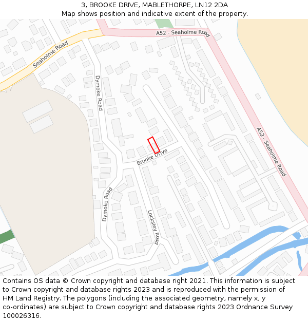 3, BROOKE DRIVE, MABLETHORPE, LN12 2DA: Location map and indicative extent of plot