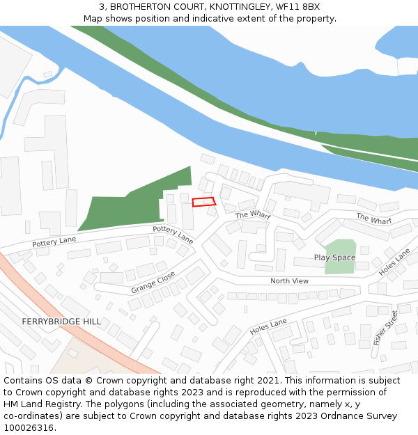 3, BROTHERTON COURT, KNOTTINGLEY, WF11 8BX: Location map and indicative extent of plot