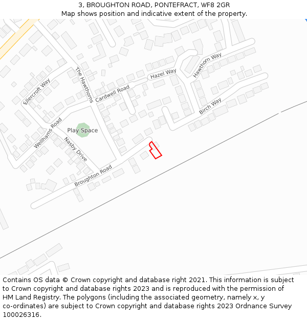 3, BROUGHTON ROAD, PONTEFRACT, WF8 2GR: Location map and indicative extent of plot