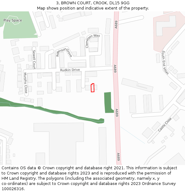 3, BROWN COURT, CROOK, DL15 9GG: Location map and indicative extent of plot