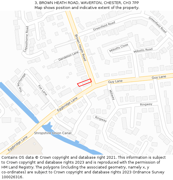 3, BROWN HEATH ROAD, WAVERTON, CHESTER, CH3 7PP: Location map and indicative extent of plot