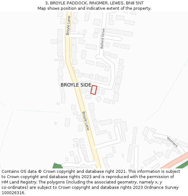 3, BROYLE PADDOCK, RINGMER, LEWES, BN8 5NT: Location map and indicative extent of plot